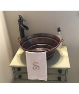 15&quot; Round Hand Hammered Copper Bucket Vessel Vanity Sink with ORB Faucet... - $5,890.46 MXN