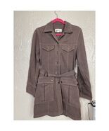 Besti Belli Denim Coat Belt Pockets Brown Button Down Collared Size S 88... - $726.19 MXN