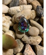 Fire Mystic Topaz 925 Silver Pear Drop Oval Dangle Pendant NEW - $33.95 CAD
