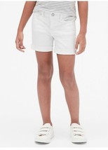 GAP Kids Girls Denim Midi White Stain Resistant Rolled Stretch Cotton Shorts 6 - $19.79