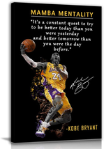 Kobe Bryant Inspirational Poster Canvas Wall Art • Mamba Mentality Quote Canvas  - £17.94 GBP