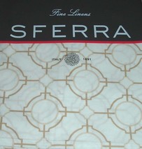 Sferra Connery Standard Sham Camel/White Egyptian Cotton Percale Print Italy New - £29.19 GBP