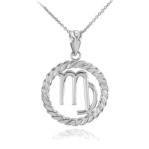925 Sterling Silver Virgo Zodiac Sign in Circle Rope Pendant Necklace - £25.62 GBP+