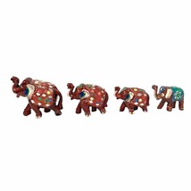 4 Colorful Jeweled Lucky ELEPHANTS Momma &amp; Babies 3&quot; to 1.5&quot; tall - £42.95 GBP