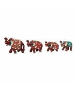 4 Colorful Jeweled Lucky ELEPHANTS Momma &amp; Babies 3&quot; to 1.5&quot; tall - £42.28 GBP