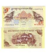 2015 Bhutan 5 Ngultrum Banknote Phoenix Bird Design - $4.93 CAD