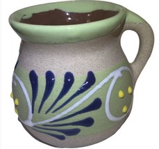 Mexican Handmade Painted Clay Jarrito 12oz Coffee Mug Decorative Olive 4x5in NEW - £13.03 GBP