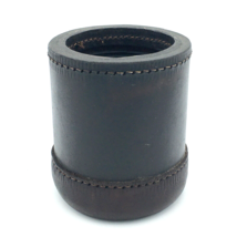 DICE SHAKER CUP - vintage thick brown stitched leather ribbed backgammon... - $50.00
