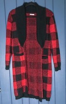 Maurices Heavy Buffalo Plaid Long Open Cardigan Sweater Size Medium w Po... - £8.49 GBP