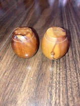 Wooden Salt and Pepper Shakers with metal stoppers 2 Tone Vintage 1940&#39;s - $9.14