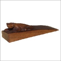 Hand-Carved from 1piece of SUAR wood-Bali Door Stop-LIZARD -Length14cm H... - $17.98