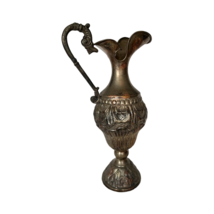 Antique Victorian Art Nouveau Mantle Ewer Vase 1 Handle Floral 16&quot;H Silver Plate - £125.37 GBP