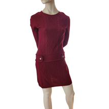 by &amp; by Long Sleeve Sweater Dress Size Medium Purple Maroon Above Knee Acrylic - £14.15 GBP
