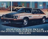 1979 Ford Mustang Official Indianapolis 500 Pace Car Postcard - £9.34 GBP