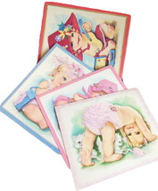 Vintage Get Well Greeting Cards Babies Get Well Hello Bonnet Jewelry Bloomers  - £11.73 GBP