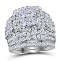 14kt White Gold Princess Diamond Bridal Wedding Engagement Ring Set 3-3/4 Ctw - £3,827.28 GBP