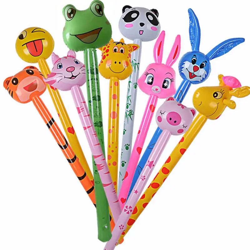 PVC Children&#39;s Inflatable Toys Animal Head Long Stick Toy Fun Jungle Animal - £19.40 GBP