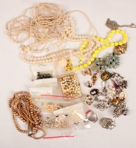 1 POUND Junk Jewelry Scrap Broken Repurpose Craft singles Rhinestone Sterling - £14.64 GBP