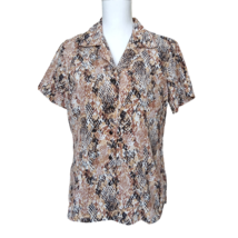 Notations Womens Animal Print Top Blouse Size M Built in Tank Brown Whit... - £13.96 GBP