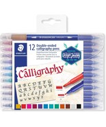 STAEDTLER Double-Ended Calligraphy Pen Pack of 12 Assorted Colours, 3005... - £17.13 GBP