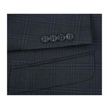 Men Renoir Suit Super 140 Wool Side Vent Slim Fit English Plaid 559-3 Navy Blue image 7
