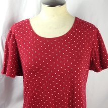 Karen Scott Womens Knit Top Red with Dots Short Sleeve 100% Cotton Sz XL - £10.29 GBP