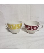 Vintage Geometric Block Retro Demitasse Cups FB32 Yellow and Maroon - $14.85