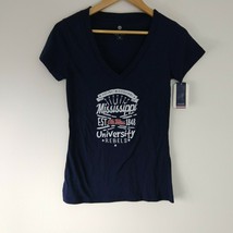 Mississippi University Rebels Ole Miss V-neck Women&#39;s T-shirt Small Navy - £12.40 GBP