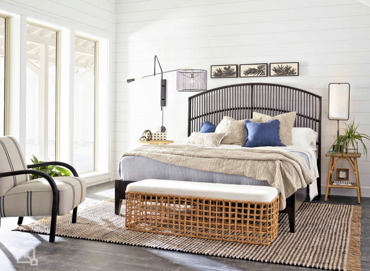 NEW Lillly Mid Modern Coastal Farmhouse Woven Cane Style Bed  Set Organic - $3,856.05
