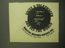 1958 Bristol Motors Service, inc. Ad - Drive a Volkswagen and see the world - £14.87 GBP