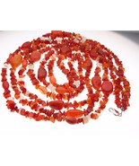 Agate Polished Multi Stone 3 Strand 28 Inch Long Necklace with Silver Fittings  - £47.99 GBP