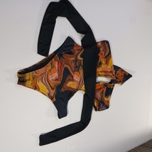 IconSwim Women's Yellowish Brown Slide Thru Swimsuit Black Marble Print Size 2XL image 8