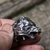 EYHIMD Ancient Wolf 316L Stainless Steel Ring Mens Vintage Biker Rings Viking Am - £9.03 GBP