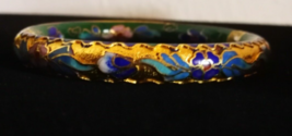 Vintage Chinese Cloisonne Painted Gold Enamel Bangle Bracelet for Women Jewelry - £20.29 GBP