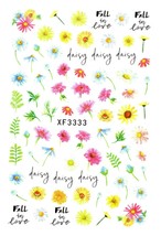 Nail Art 3D Decal Stickers beautiful daisies green leaves  fall in love XF3333 - £2.54 GBP