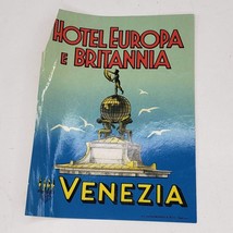 Hotel Europa E Britannia Venezia Baggage Luggage Label Vintage Venice Italy - £5.96 GBP