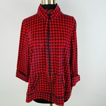 Kim Rogers Red Black Houndstooth Women&#39;s XL Cuffed Long Sleeve Mock Neck... - £15.26 GBP