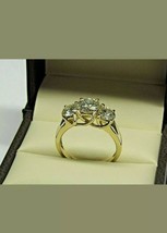 2.50Ct Round Cut Moissanite Three Stone Engagement Ring 14k Yellow Gold Over - £128.60 GBP