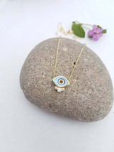 Evil eye necklace layering necklace with crystals Gold Turkish Eye Gift for Her  - £38.36 GBP
