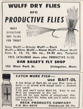 1952 Print Ad Wulff Dry Flies for Fishing Dan Bailey&#39;s Fly Shop Livingst... - £5.46 GBP