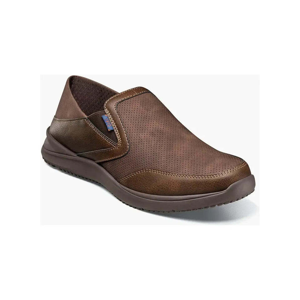 Nunn Bush Conway EZ Moc Toe Slip On Casual Shoes Brown 85062-200