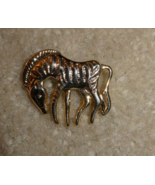 Vintage Gold Tone Metal Zebra Brooch Pin 1 5/8&quot; Wide - £17.13 GBP