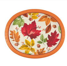 Cascading Fall Leaves 8 Ct Paper Banquet Buffet Oval Platters Plates Thanksgivin - £6.79 GBP