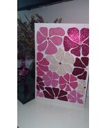 Handmade Pink Flower Diamond Painting - Sparkling Floral Wall Decor - $180.00