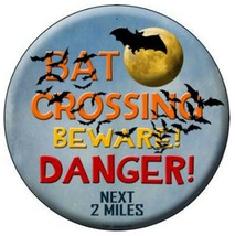 Bat Crossing Beware Halloween Novelty Metal Circle Sign 12" Wall Decor - DS - $21.95