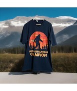 Bigfoot The Social Distancing Champion Mens Short Sleeve Blue T Shirt Si... - $8.44