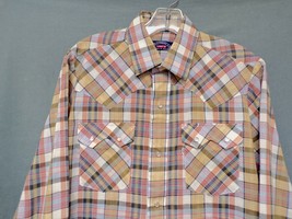 Vintage Big E LEVI&#39;S 1960s-70s Sawtooth Pearl Western Shirt Men&#39;s Size M... - $39.99