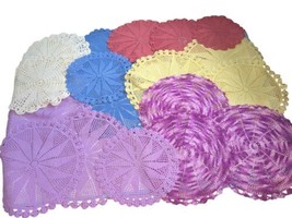   Vtg 26 Hand Crocheted Pinwheel  Doilies Assort Sizes And Colors. 11&quot;- 14&quot; - £15.75 GBP