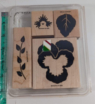 Stampin Up Definitely Decorative Pansies Rubber Stamp Set 4 Flowers Retired 1996 - £7.45 GBP