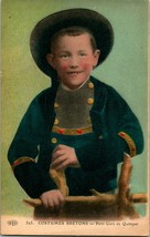 Vtg Postcard - Costumes Bretons France - Petit Gars De Quimper - Boy in Blue UNP - £11.80 GBP